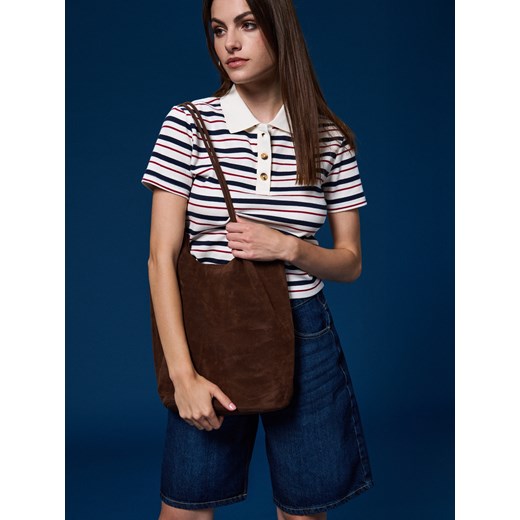 Sinsay - Torebka shopper z imitacji zamszu - brązowy Sinsay One Size Sinsay