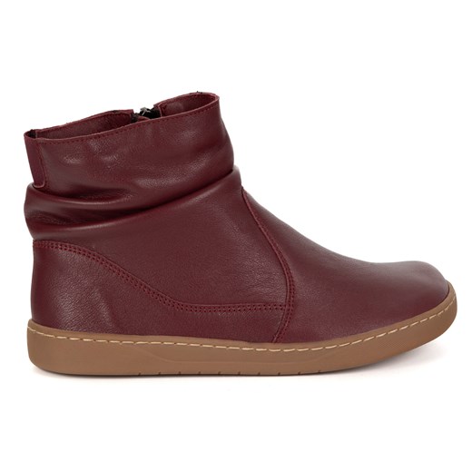 Damskie buty barefoot sztyblety z zamkiem ocieplane 1297 bordowe ze sklepu butyolivier w kategorii Półbuty damskie - zdjęcie 185769567