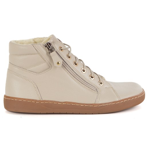 Damskie minimalistyczne buty skórzane zimowe barefoot 1293 beż ze sklepu butyolivier w kategorii Półbuty damskie - zdjęcie 185769568