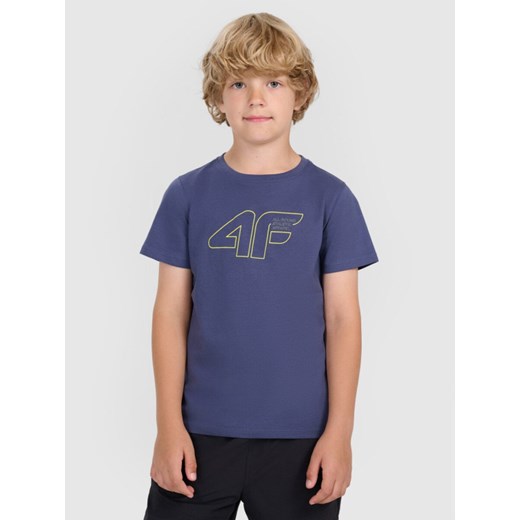 Chłopięcy t-shirt z nadrukiem 4F 4FJWAW25TTSHM2417 - granatowy ze sklepu Sportstylestory.com w kategorii T-shirty chłopięce - zdjęcie 185769996