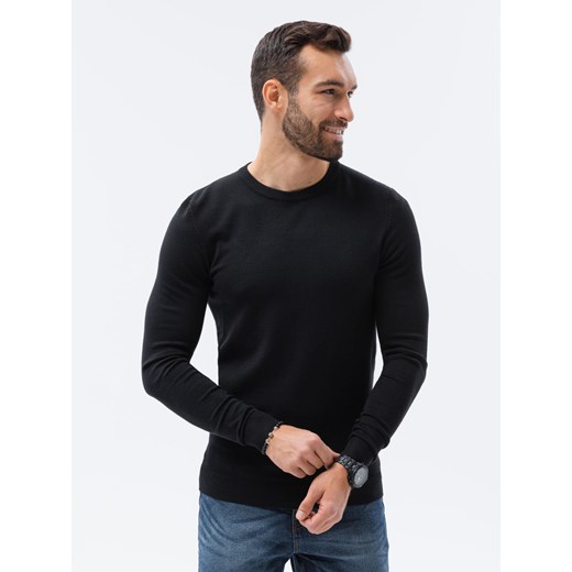 Elegancki sweter męski - czarny V2 E177 ze sklepu ombre w kategorii Swetry męskie - zdjęcie 185777348