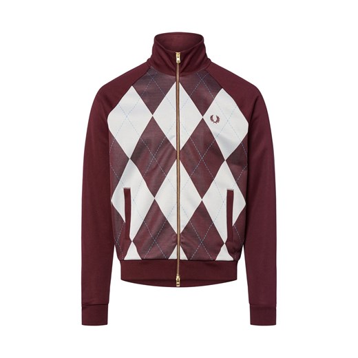 Fred Perry Bluza męska - Argyle Track Mężczyźni bordowy wzorzysty ze sklepu vangraaf w kategorii Bluzy męskie - zdjęcie 185777665