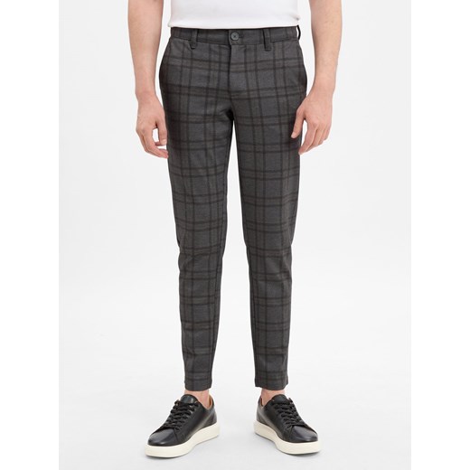 Only&Sons Spodnie - ONSMark Mężczyźni antracytowy w kratkę ze sklepu vangraaf w kategorii Spodnie męskie - zdjęcie 185777686