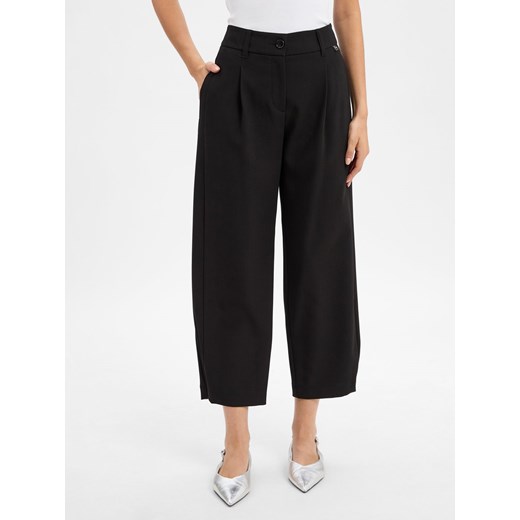 Marc Cain Spodnie Kobiety Sztuczne włókno czarny jednolity ze sklepu vangraaf w kategorii Spodnie damskie - zdjęcie 185777728