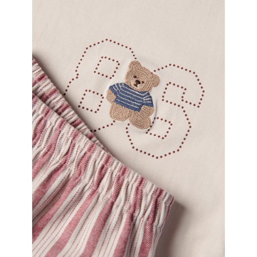 Reserved - Dwuczęściowa piżama z haftem - kremowy Reserved XS Reserved