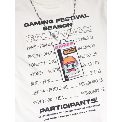 Reserved - T-shirt z nadrukiem - biały Reserved 134 (8 lat) Reserved