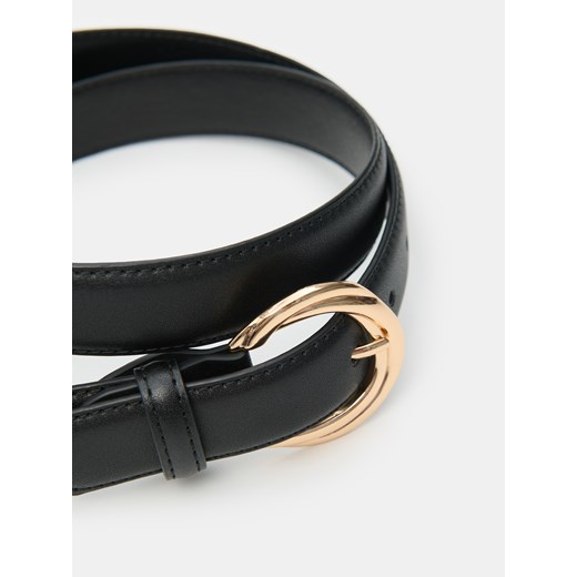 Sinsay - Pasek ze złotą klamrą - czarny Sinsay L Sinsay