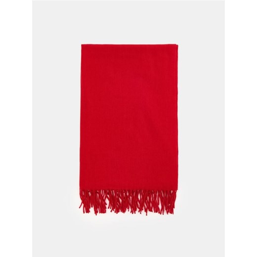 Sinsay - Gładki szalik z frędzlami - czerwony Sinsay One Size Sinsay