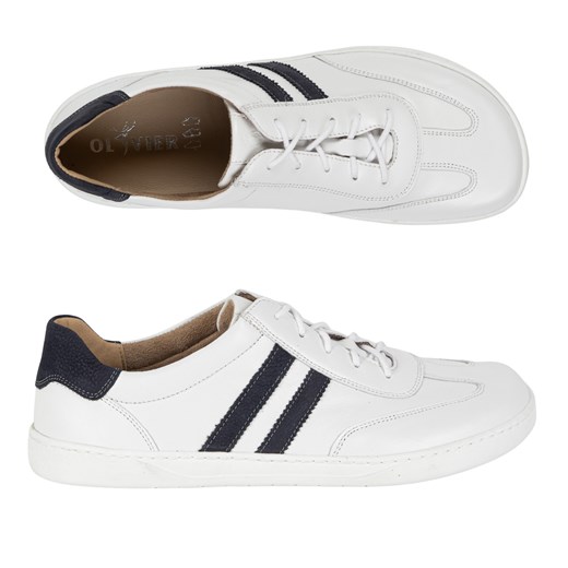 Buty męskie casual skórzane sznurowane BAREFOOT FRIENDLY 1290 białe ze sklepu butyolivier w kategorii Półbuty męskie - zdjęcie 185781196