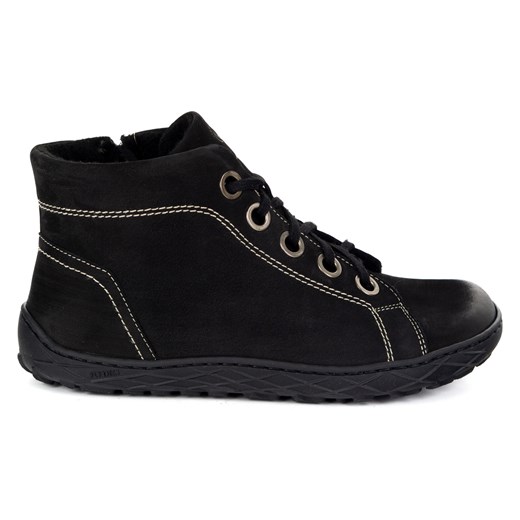 Buty barefoot zimowe damskie skórzane ocieplane 1299 czarne nubuk ze sklepu butyolivier w kategorii Botki - zdjęcie 185781198
