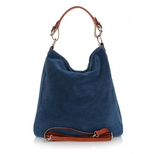 Uniwersalna Torebka ze Skóry Ażur Granatowa ze sklepu PaniTorbalska w kategorii Torby Shopper bag - zdjęcie 185782647