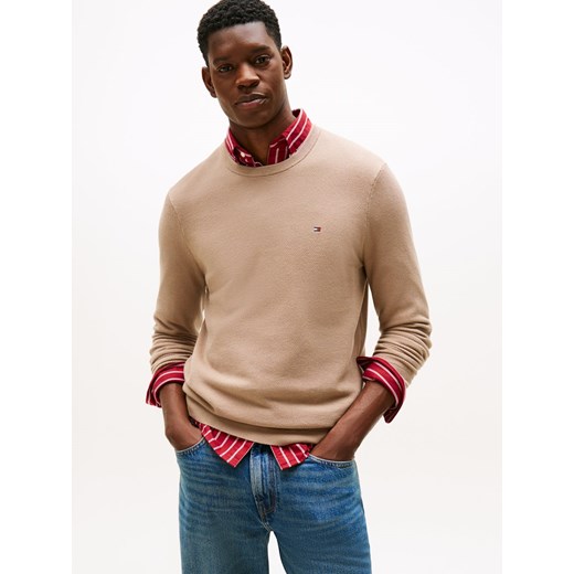 Tommy Hilfiger Męski sweter Mężczyźni Bawełna wielbłądzi jednolity ze sklepu vangraaf w kategorii Swetry męskie - zdjęcie 185784258