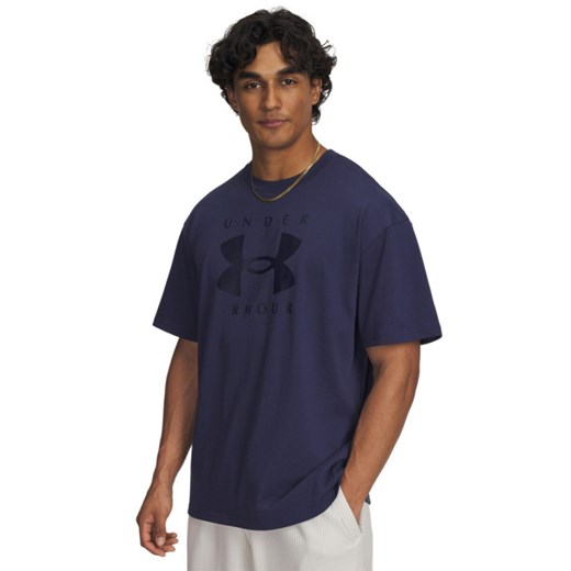 Męski t-shirt z nadrukiem Under Armour UA M Hw Os Branded Ss - granatowy ze sklepu Sportstylestory.com w kategorii T-shirty męskie - zdjęcie 185785029