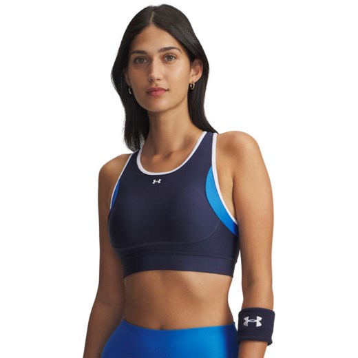 Damski biustonosz treningowy Under Armour UA Crossback Mid Open Back - niebieski ze sklepu Sportstylestory.com w kategorii Biustonosze - zdjęcie 185785037