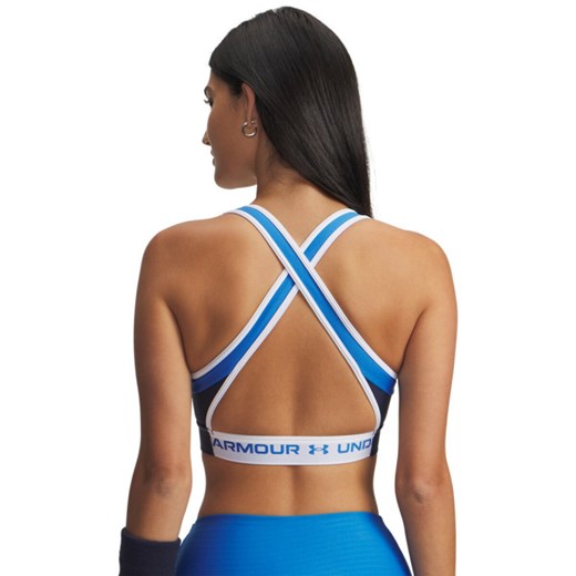 Damski biustonosz treningowy Under Armour UA Crossback Mid Open Back - niebieski ze sklepu Sportstylestory.com w kategorii Biustonosze - zdjęcie 185785038