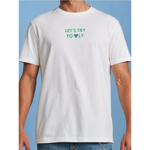 Sinsay - Koszulka z motylowym nadrukiem na plecach - kremowy ze sklepu Sinsay w kategorii T-shirty męskie - zdjęcie 185787338