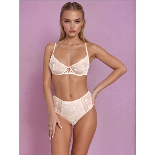 Sinsay - Miękki biustonosz z koronką - kremowy ze sklepu Sinsay w kategorii Biustonosze - zdjęcie 185787489