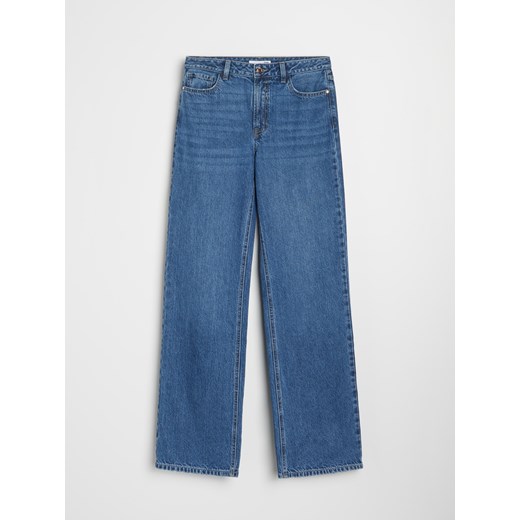 Sinsay - Jeansy wide leg z wysokim stanem - granatowy Sinsay 42 Sinsay