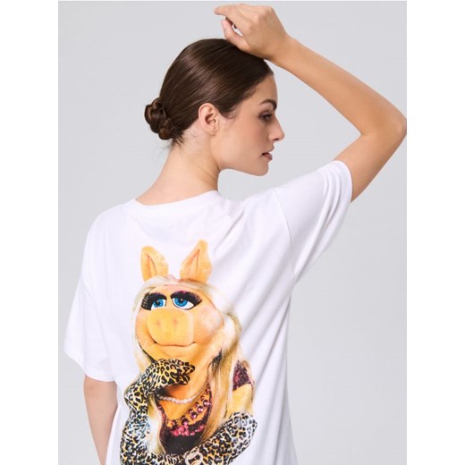 Sinsay - Koszulka z nadrukiem Muppets - biały ze sklepu Sinsay w kategorii Bluzki damskie - zdjęcie 185791025