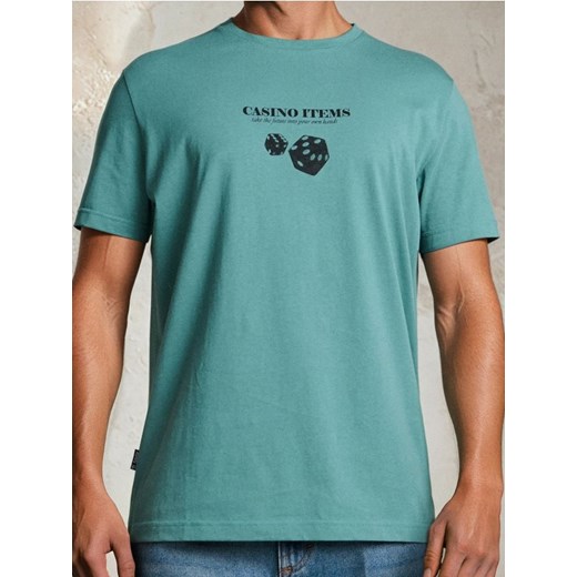 Sinsay - Koszulka z ozdobnym nadrukiem - zielony ze sklepu Sinsay w kategorii T-shirty męskie - zdjęcie 185791029