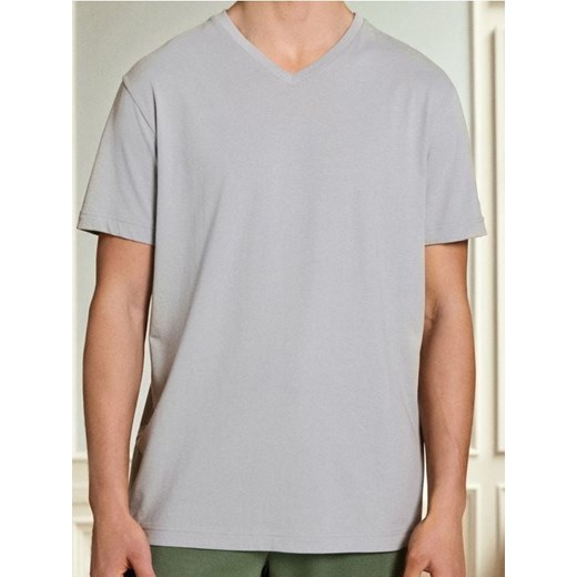 Sinsay - Koszulka z dekoltem w serek - szary ze sklepu Sinsay w kategorii T-shirty męskie - zdjęcie 185791038