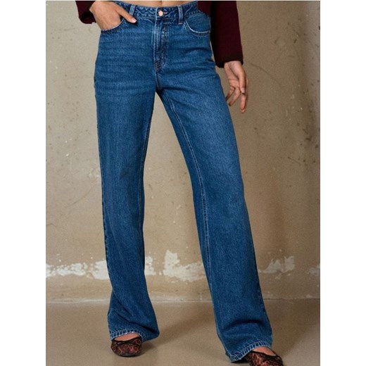 Sinsay - Jeansy wide leg z wysokim stanem - granatowy ze sklepu Sinsay w kategorii Jeansy damskie - zdjęcie 185791086
