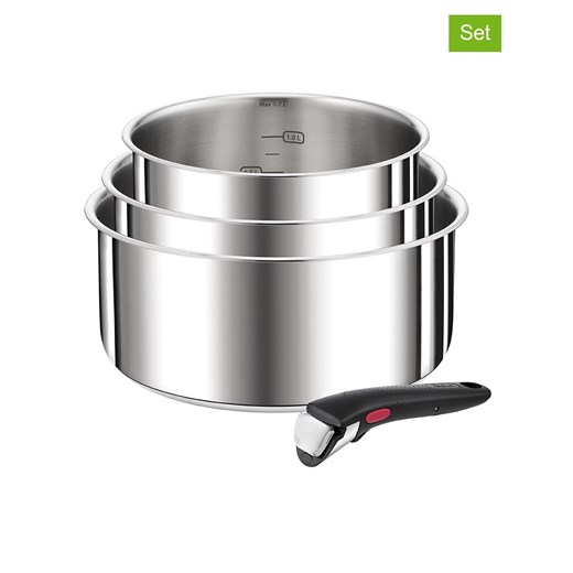 Tefal 4-częściowy zestaw &quot;Ingenio&quot; w kolorze srebrno-czarnym ze sklepu Limango Polska w kategorii Garnki - zdjęcie 185791205