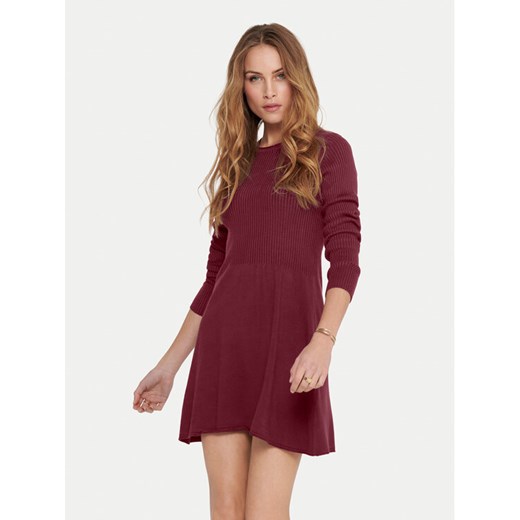 ONLY Sukienka dzianinowa Alma 15185761 Bordowy Regular Fit ze sklepu MODIVO w kategorii Sukienki - zdjęcie 185793086