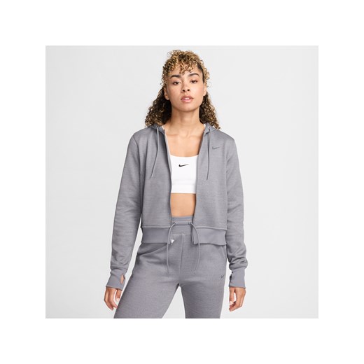 Damska bluza z kapturem i zamkiem na całej długości Nike Therma-FIT One - Szary ze sklepu Nike poland w kategorii Bluzy damskie - zdjęcie 185795696