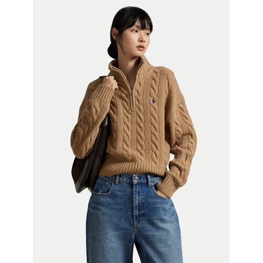 Polo Ralph Lauren Sweter 211972130002 Beżowy Relaxed Fit ze sklepu MODIVO w kategorii Swetry damskie - zdjęcie 185797179