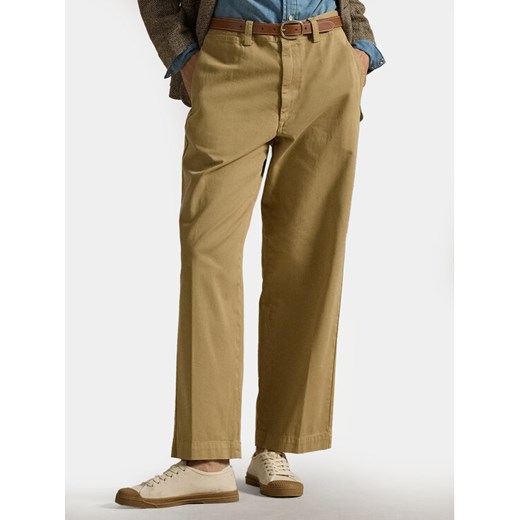 Polo Ralph Lauren Spodnie materiałowe 211967729002 Beżowy Straight Fit ze sklepu MODIVO w kategorii Spodnie damskie - zdjęcie 185797255