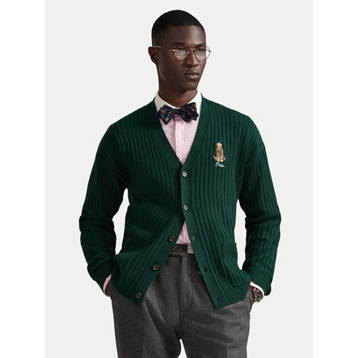 Polo Ralph Lauren Kardigan 710979094002 Zielony Relaxed Fit ze sklepu MODIVO w kategorii Swetry męskie - zdjęcie 185797325