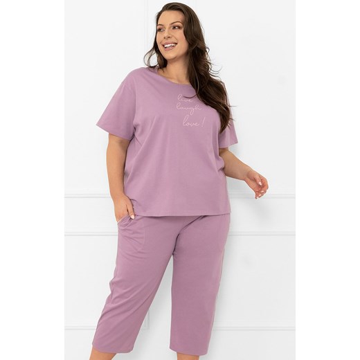 Bawełniana piżama damska wrzosowa Ksara, Kolor wrzosowy, Rozmiar S, Italian Fashion ze sklepu Intymna w kategorii Piżamy damskie - zdjęcie 185799147