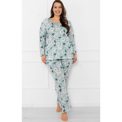 Długa piżama damska Sekwoja, Kolor miętowy-wzór, Rozmiar S, Italian Fashion ze sklepu Intymna w kategorii Piżamy damskie - zdjęcie 185799187