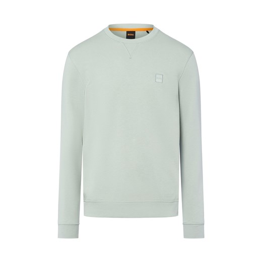 BOSS Orange Bluza męska - Westart Mężczyźni Bawełna seledynowy jednolity ze sklepu vangraaf w kategorii Bluzy męskie - zdjęcie 185801237