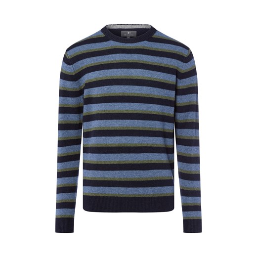 Nils Sundström Męski sweter z dzianiny Mężczyźni Wełna niebieski w paski ze sklepu vangraaf w kategorii Swetry męskie - zdjęcie 185801245
