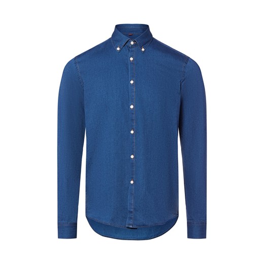 Finshley & Harding London Koszula męska Mężczyźni Regular Fit Bawełna indygo jednolity ze sklepu vangraaf w kategorii Koszule męskie - zdjęcie 185801249