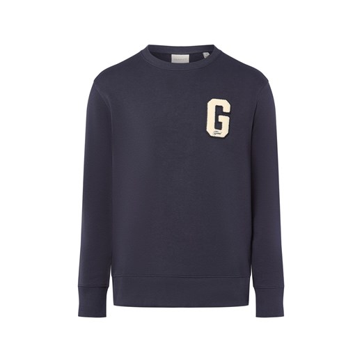 Gant Bluza męska - G Badge Mężczyźni Bawełna granatowy jednolity ze sklepu vangraaf w kategorii Bluzy męskie - zdjęcie 185801256