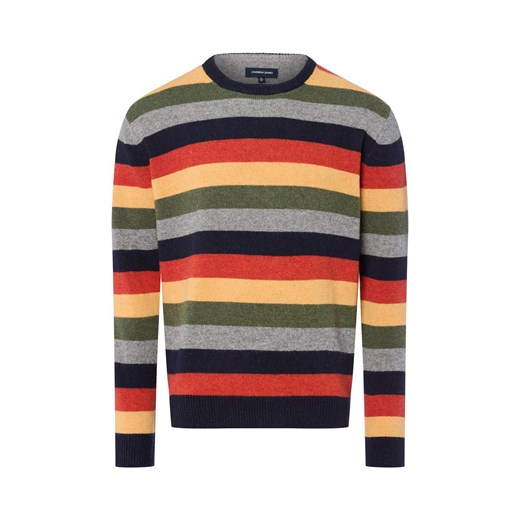 Andrew James Męski sweter z dzianiny Mężczyźni Wełna granatowy w paski ze sklepu vangraaf w kategorii Swetry męskie - zdjęcie 185801275