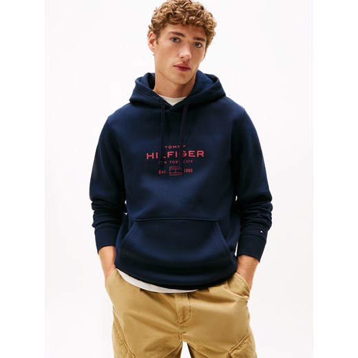 Tommy Hilfiger Męska bluza z kapturem Mężczyźni granatowy jednolity ze sklepu vangraaf w kategorii Bluzy męskie - zdjęcie 185801286
