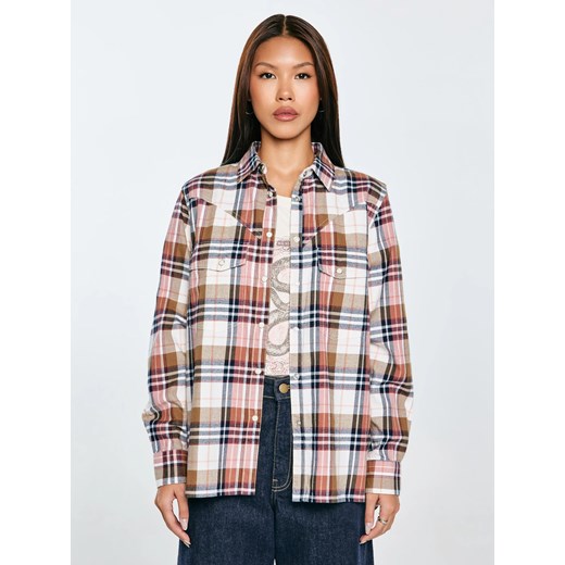 Koszula damska flanelowa w kratę z kolekcji Authentic różowa Nonu 000 ze sklepu Big Star w kategorii Koszule damskie - zdjęcie 185801755