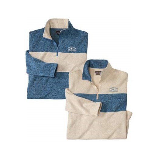 Zestaw 2 bluz z dwukolorowego moltonu ze sklepu Atlas For Men w kategorii Bluzy męskie - zdjęcie 185801907