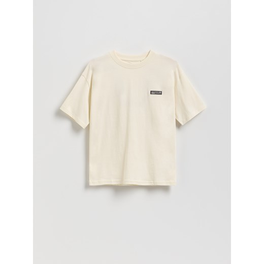 Reserved - Bawełniany t-shirt oversize - złamana biel ze sklepu Reserved w kategorii T-shirty chłopięce - zdjęcie 185801987