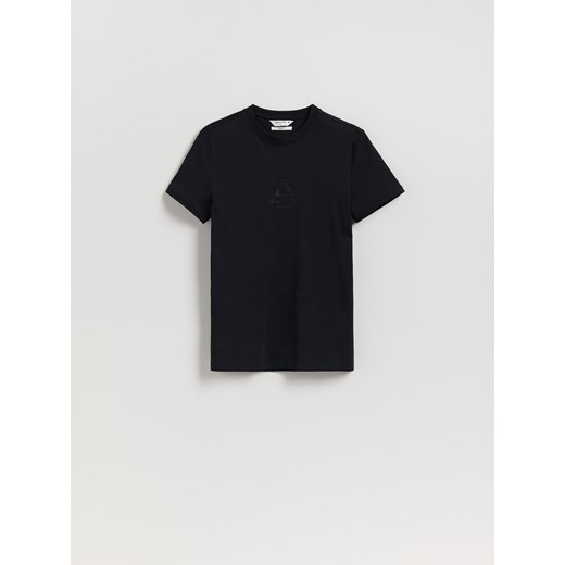 Reserved - Bawełniany t-shirt slim fit - czarny ze sklepu Reserved w kategorii T-shirty męskie - zdjęcie 185802096