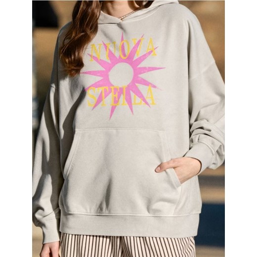 Sinsay - Bluza hoodie z nadrukiem - szary ze sklepu Sinsay w kategorii Bluzy damskie - zdjęcie 185803977