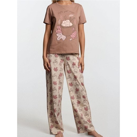 Sinsay - Bawełniana piżama dwuczęściowa z motywem jesiennym - fioletowy ze sklepu Sinsay w kategorii Piżamy damskie - zdjęcie 185804038