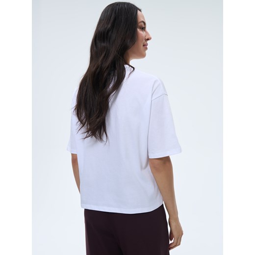 Mohito - Bawełniany t-shirt z nadrukiem - biały Mohito XXL Mohito