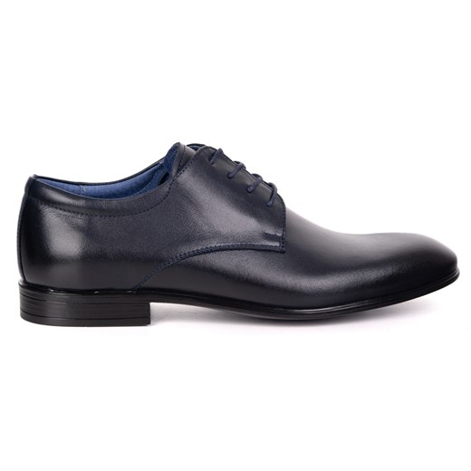 Buty męskie skórzane wizytowe Olivier 484 granatowe – klasyczne półbuty derby ze sklepu butyolivier w kategorii Buty eleganckie męskie - zdjęcie 185805396