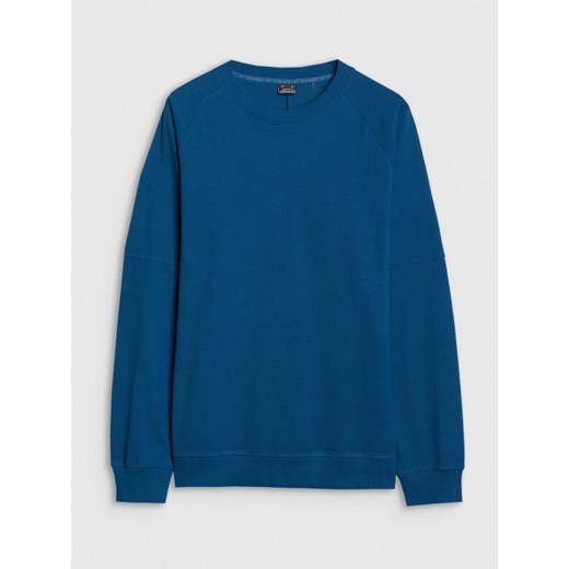 Męska bluza dresowa nierozpinana bez kaptura 4F 4FRSS25TSWSM2179 - niebieska ze sklepu Sportstylestory.com w kategorii Bluzy męskie - zdjęcie 185805578