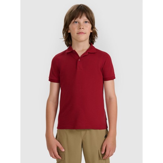Chłopięca koszulka polo 4F 4FJRAW25TPTSM0749 - czerwona ze sklepu Sportstylestory.com w kategorii T-shirty chłopięce - zdjęcie 185805806